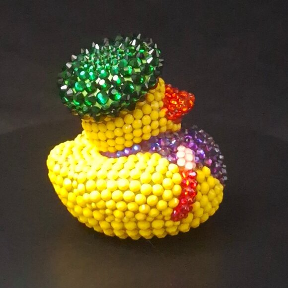 Bedazzled Artist Rubber Duck, Bling Artist Duck, Unique Fun Gift - Picture 6 of 7